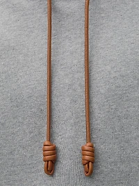 Leather Drawstring Relaxed-Fit Hoodie