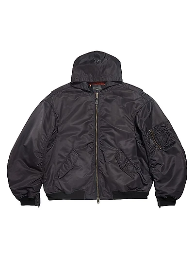 Tape Type Light Hooded Bomber Jacket