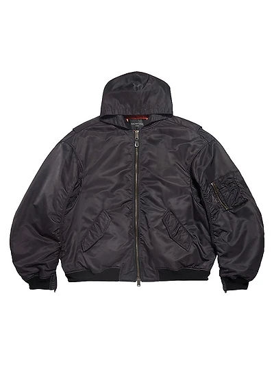 Tape Type Light Hooded Bomber Jacket