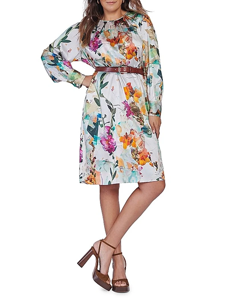 Natalia Stretch Silk Floral Dress