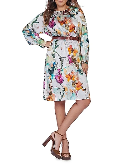 Natalia Stretch Silk Floral Dress