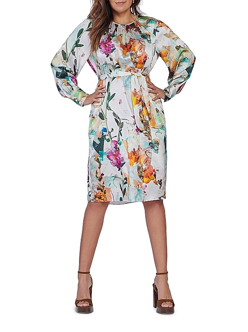 Natalia Stretch Silk Floral Dress