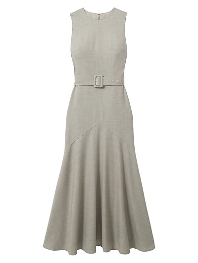 Danni Belted Wool-Blend Midi-Dress