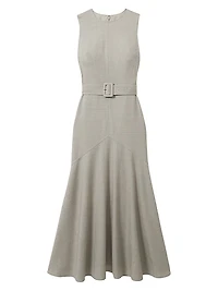 Danni Belted Wool-Blend Midi-Dress