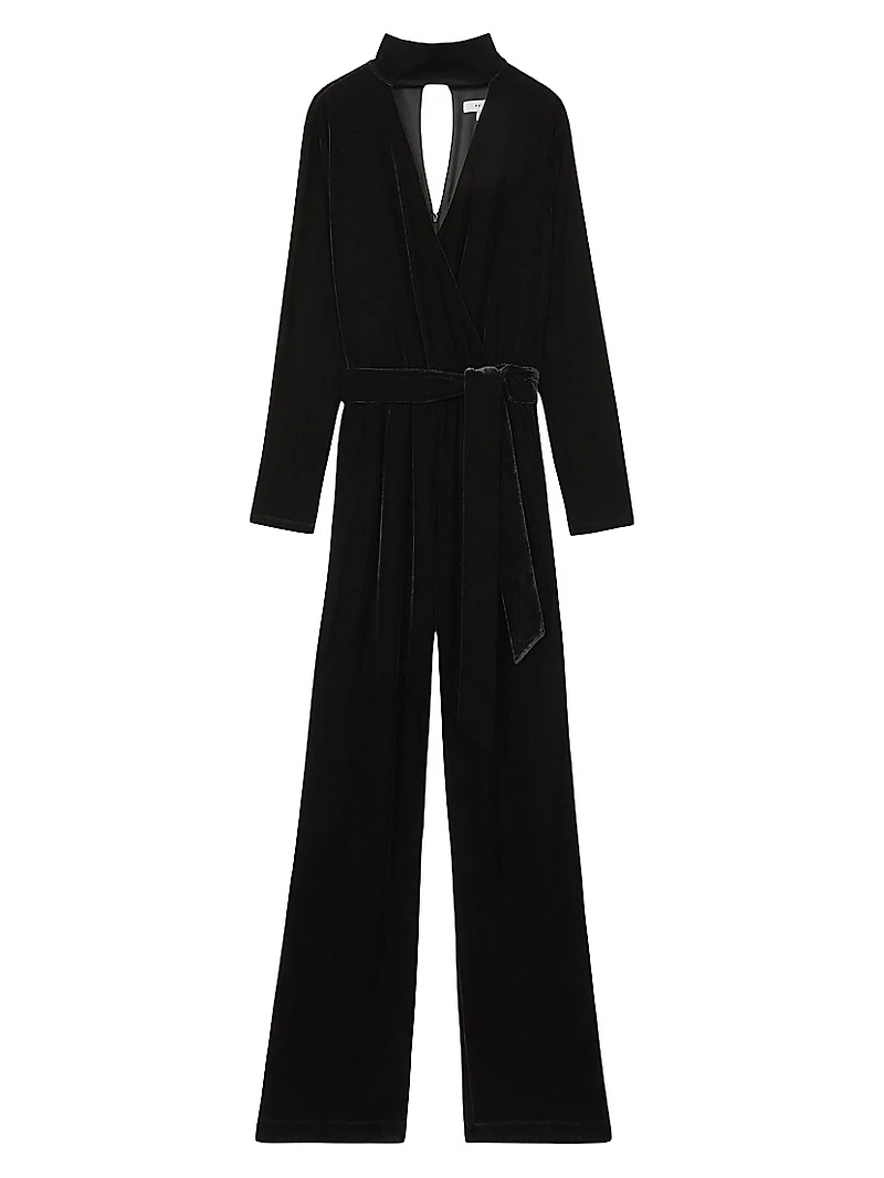 Vera Velvet Wrap Neck Jumpsuit