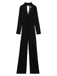 Vera Velvet Wrap Neck Jumpsuit