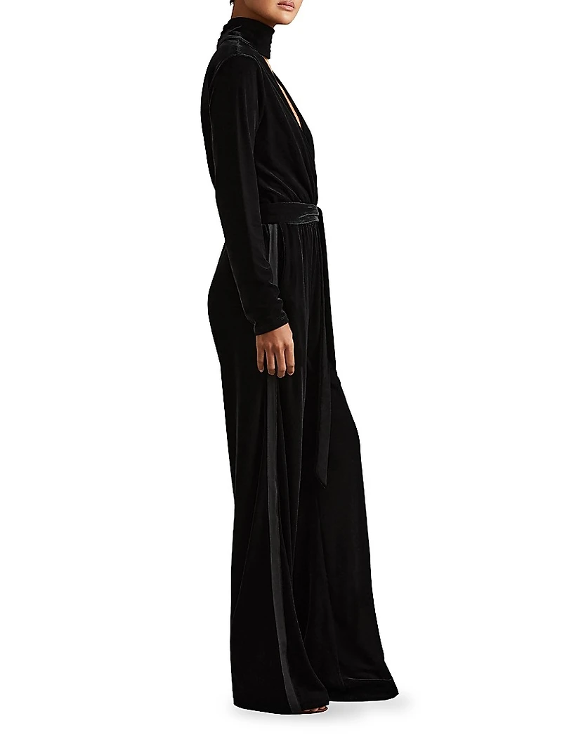 Vera Velvet Wrap Neck Jumpsuit