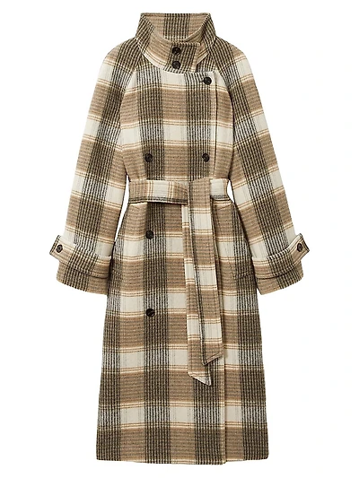 Piper Check Wool-Blend Coat