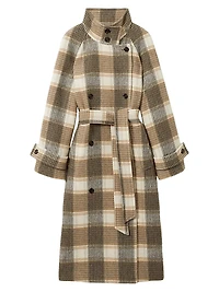 Piper Check Wool-Blend Coat