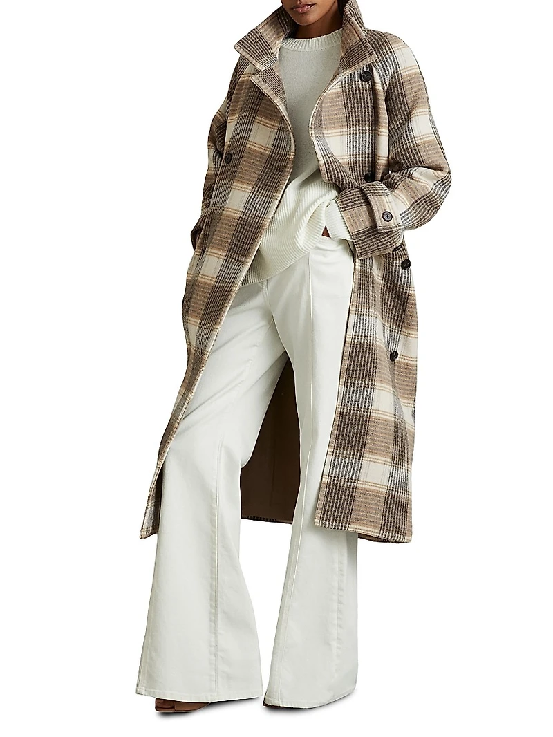 Piper Check Wool-Blend Coat