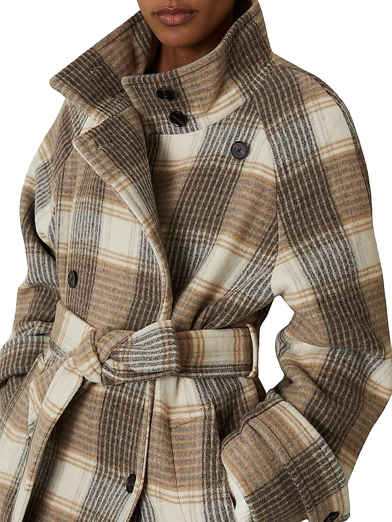 Piper Check Wool-Blend Coat