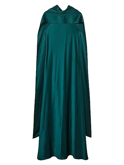 Fae Satin Cape Maxi Dress