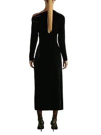 Brooke Velvet Drape Midi-Dress
