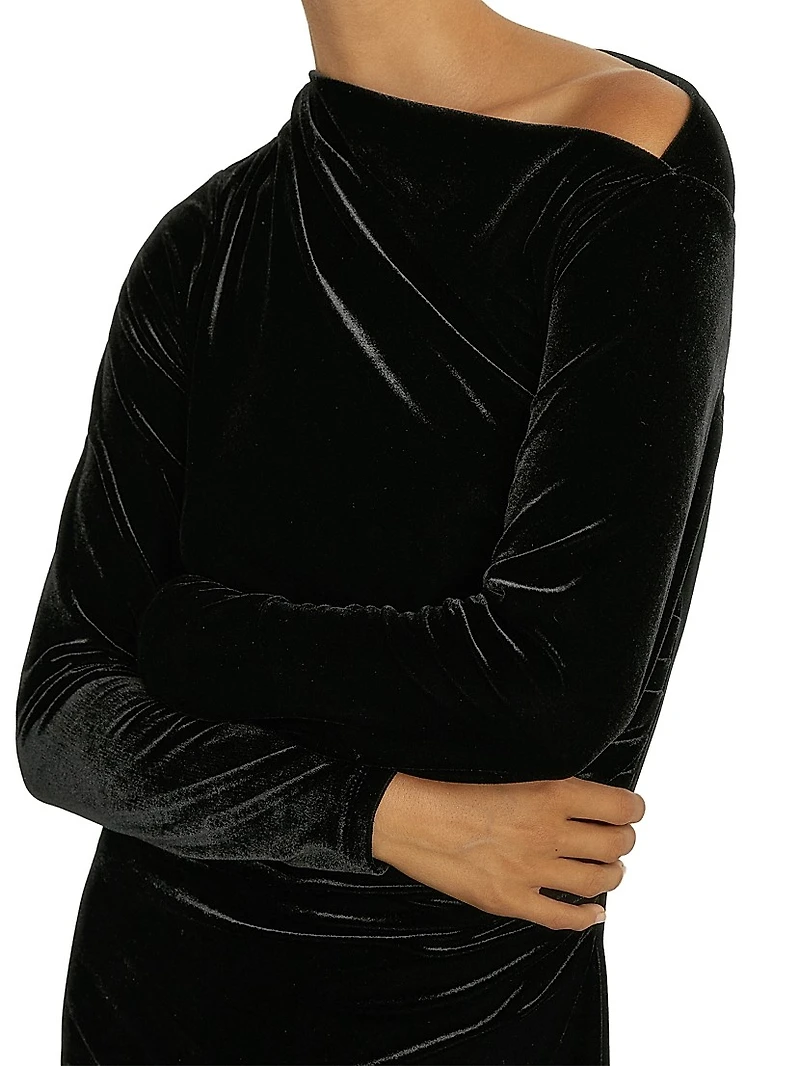 Brooke Velvet Drape Midi-Dress