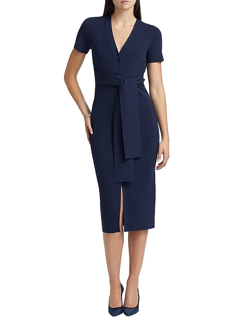 Agnes Short-Sleeve Cardi Midi-Dress