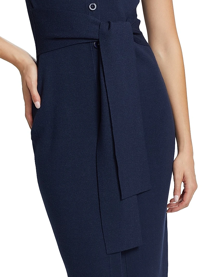 Agnes Short-Sleeve Cardi Midi-Dress