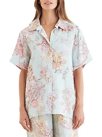 Coco Resort Floral Linen Pajama Shirt