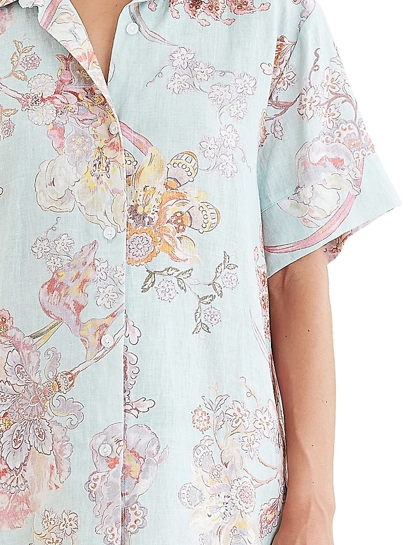 Coco Resort Floral Linen Pajama Shirt