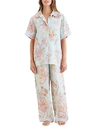 Coco Resort Floral Linen Pajama Shirt