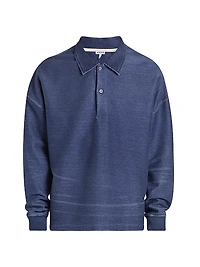Cotton-Blend Knit Polo Sweater