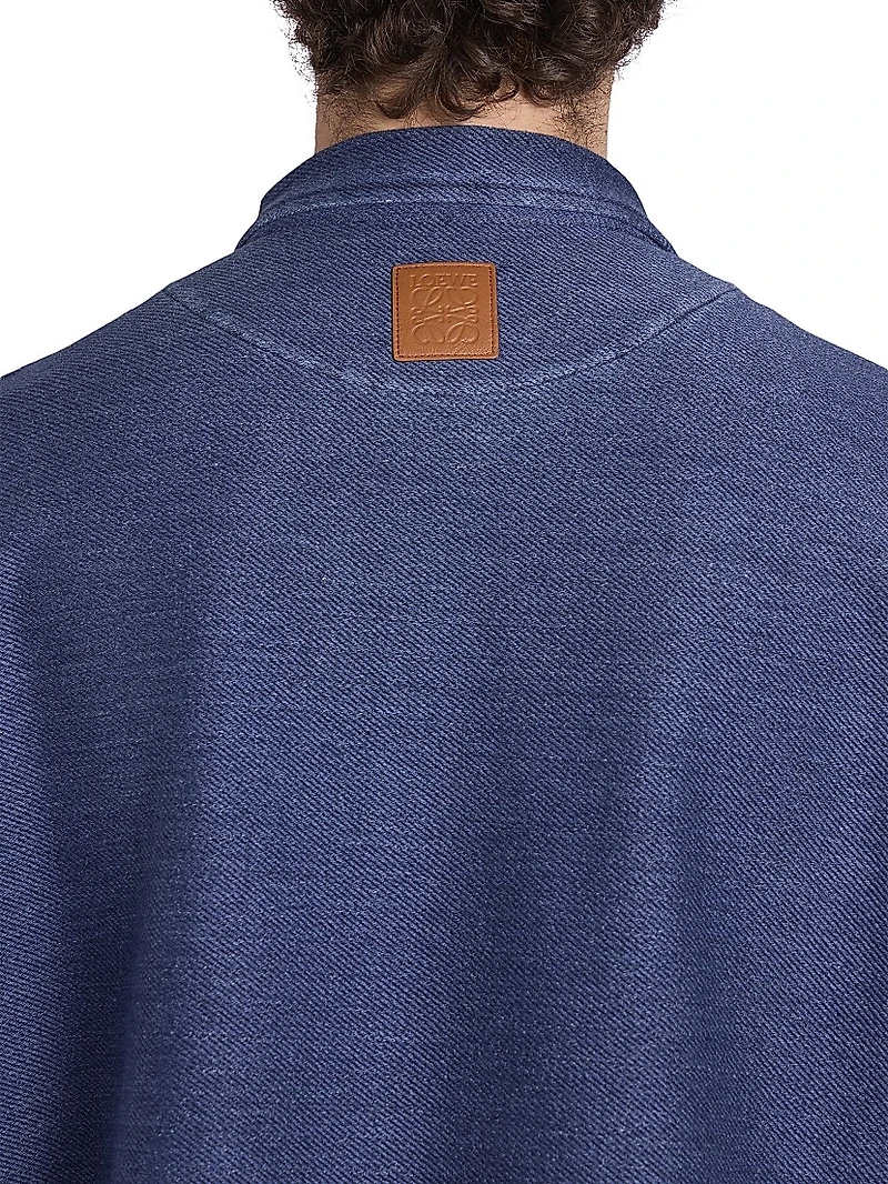 Cotton-Blend Knit Polo Sweater