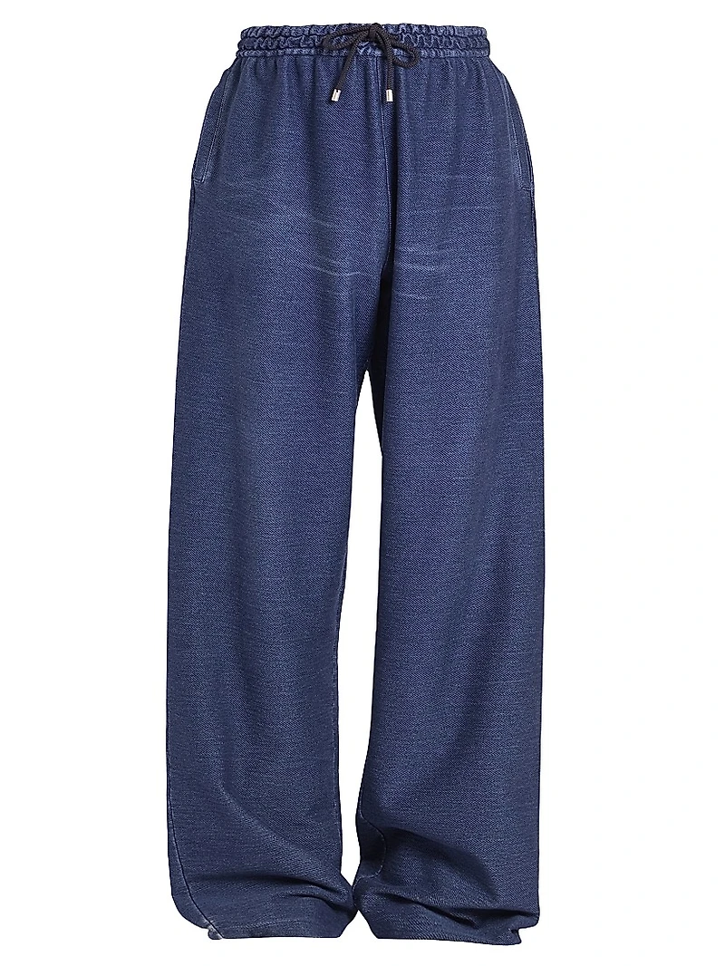 Cotton Drawstring Straight-Leg Pants