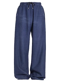 Cotton Drawstring Straight-Leg Pants