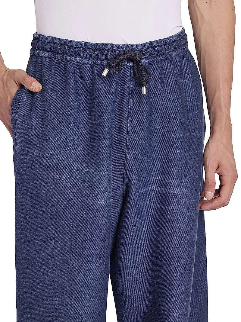 Cotton Drawstring Straight-Leg Pants