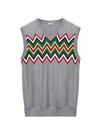 Chevron Stretch Wool Sleeveless Sweater