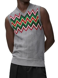 Chevron Stretch Wool Sleeveless Sweater