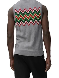Chevron Stretch Wool Sleeveless Sweater