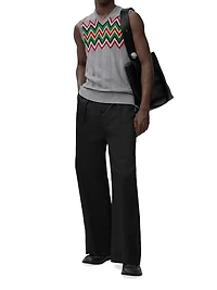 Chevron Stretch Wool Sleeveless Sweater