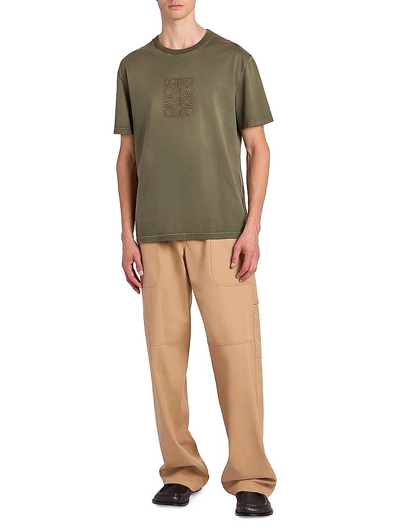 Embroidered Logo Cotton-Blend T-Shirt