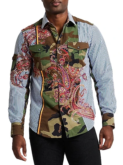Le Army Multi Print Cotton Shirt