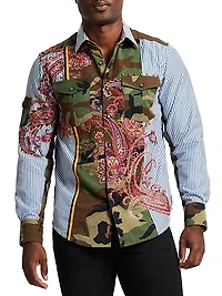 Le Army Multi Print Cotton Shirt