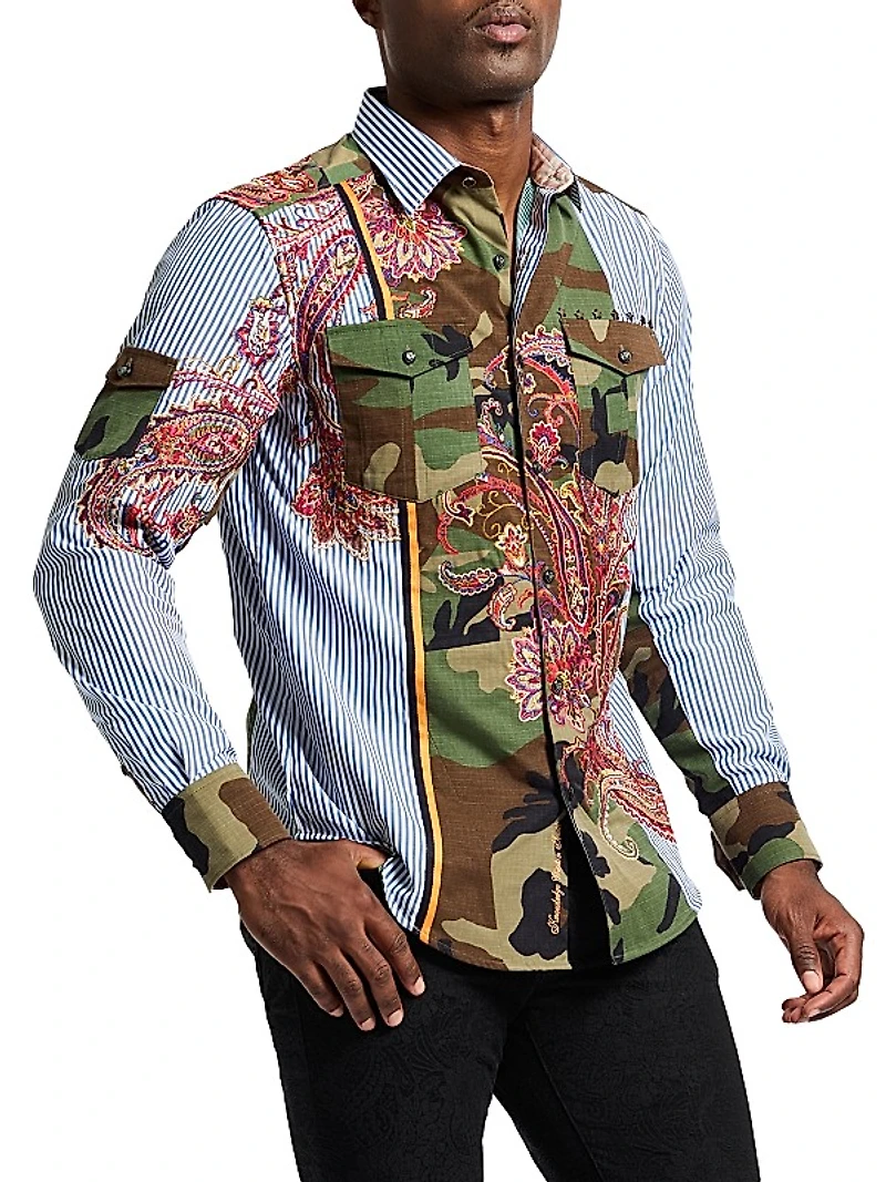 Le Army Multi Print Cotton Shirt