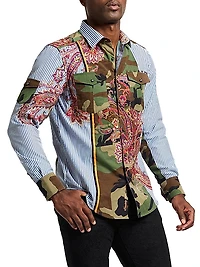 Le Army Multi Print Cotton Shirt