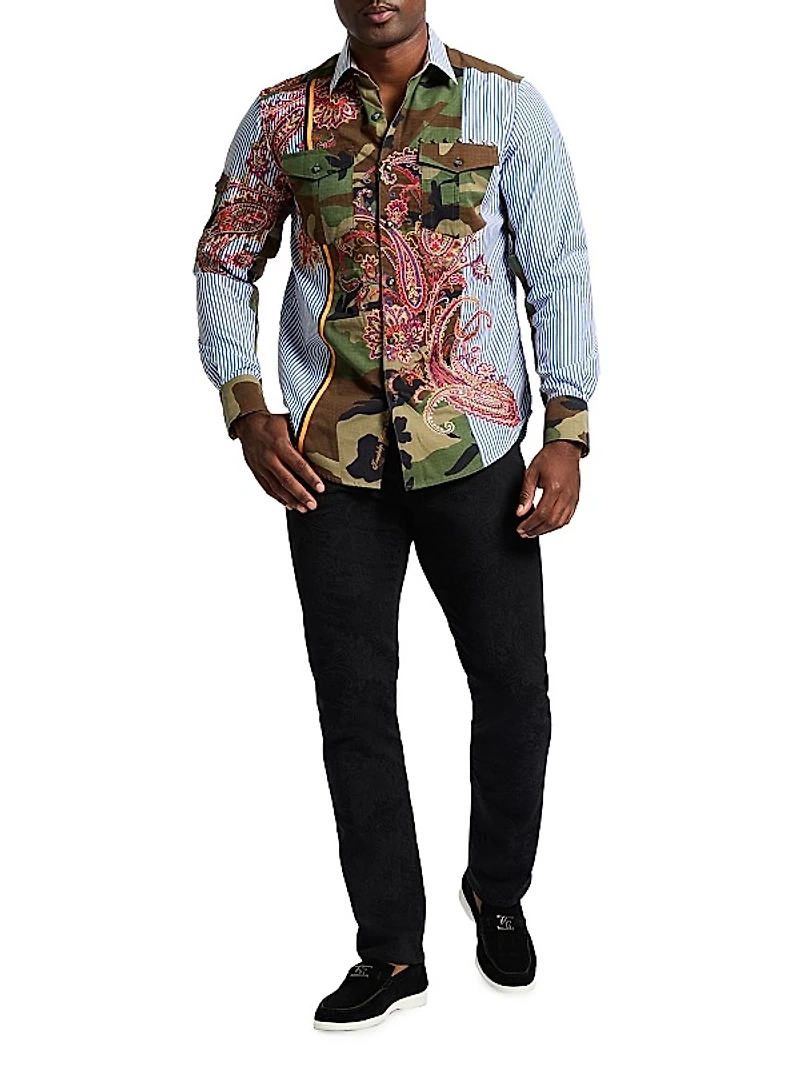 Le Army Multi Print Cotton Shirt