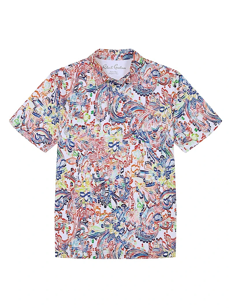 Oden Floral Knit Cotton-Blend Polo Shirt