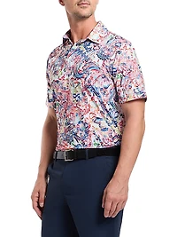 Oden Floral Knit Cotton-Blend Polo Shirt