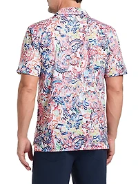 Oden Floral Knit Cotton-Blend Polo Shirt