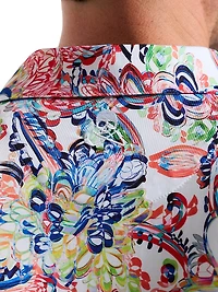 Oden Floral Knit Cotton-Blend Polo Shirt