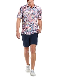 Oden Floral Knit Cotton-Blend Polo Shirt