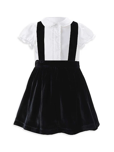 Eloise Little Girl's & Shirt Velvet Pinafore Skirt Set
