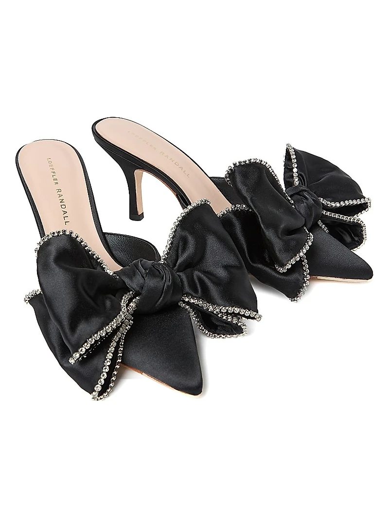 Margot 80MM Crystal-Embellished Bow Mules