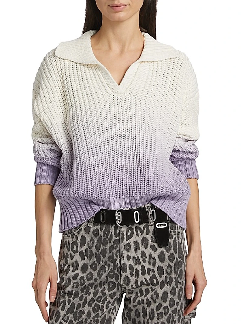 Raya Ombré Knit Polo Sweater