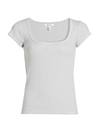 Selena Striped Rib-Knit T-Shirt