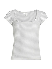 Selena Striped Rib-Knit T-Shirt