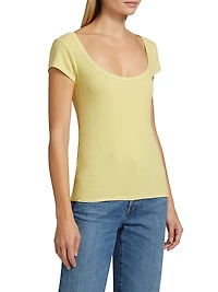 Selena Striped Rib-Knit T-Shirt