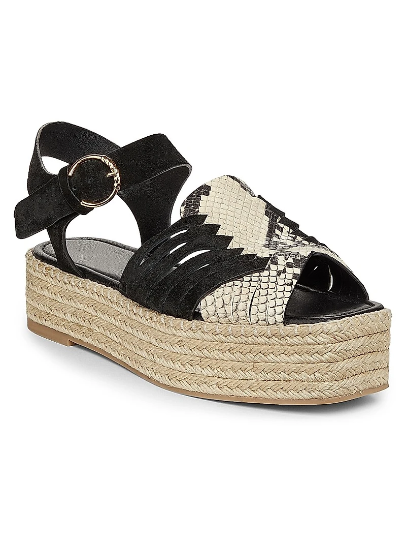 Elsa Python-Printed Leather Espadrilles
